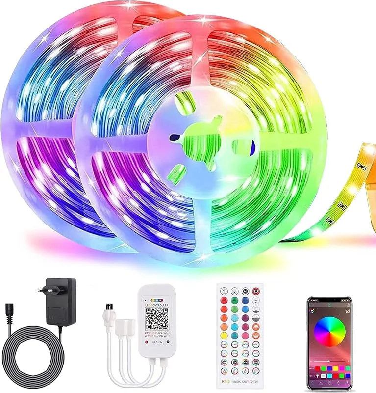 20 m RGB LED remsor Bluetooth, ALED LIGHT LED Strip ljusband 5050 600 LED Stripes app synkronisering med musik flexibel LED band med fjärrkontroll LED band ljuskedja ljusremsa dekoration [Energiklass A+] — Smart belysning