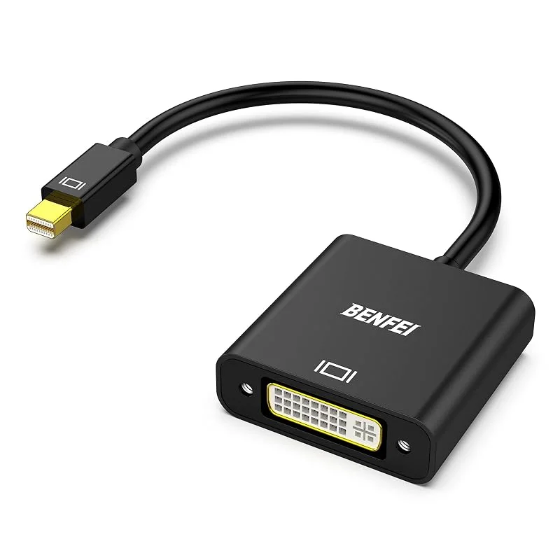 BENFEI Mini DisplayPort till DVI, guldpläterad Mini DP (Thunderbolt 2-kompatibel) till DVI-adapter kompatibel med MacBook Air, Pro, Microsoft Surface Pro, Dock, Monitor, projektor med mera — Portabel digital och ljud