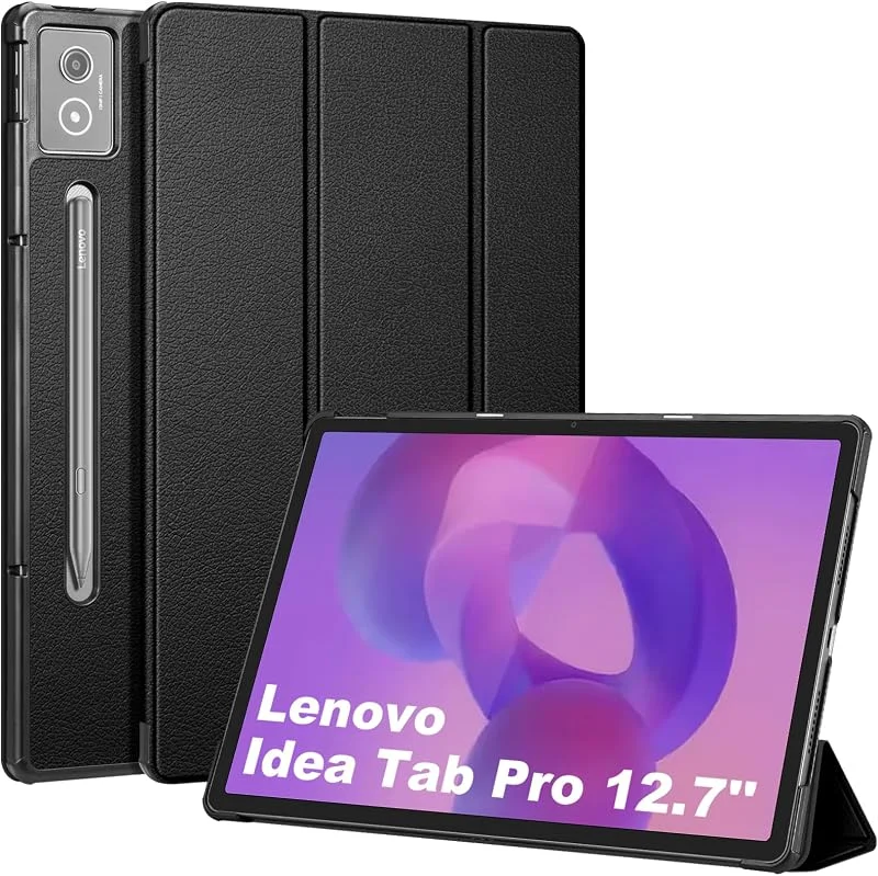 Fintie Fodral för Lenovo Idea Tab Pro 12, 7 tum 2025 (TB-373FU, TB-375FC), ultratunt konstläder skyddsfodral, svart — Mobil och surfplatta