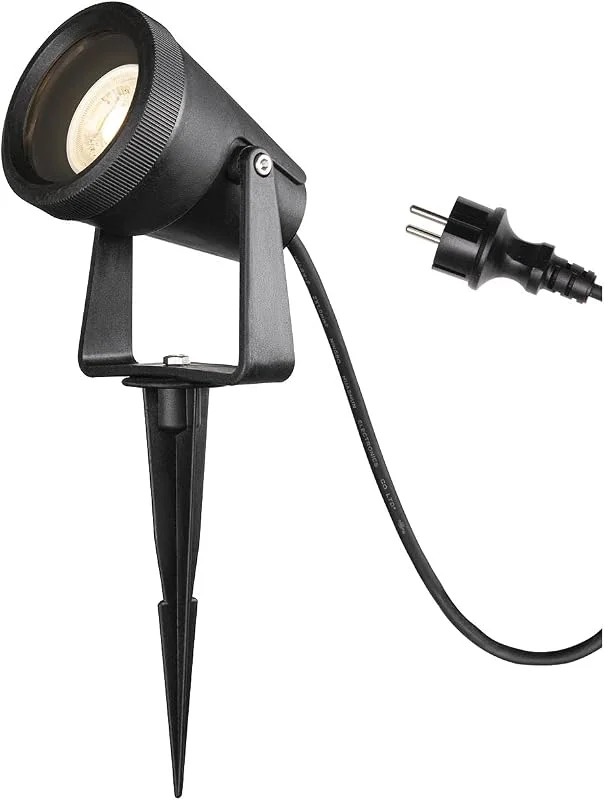 SLV Jordspett lampa SAMRINA SP single QPAR51, utomhuslampa för belysning av trädgård, terrass, växter, vägar, damm, LED utomhuslampa, utomhusstrålkastare, GU10 IP65 7 W svart, 1004757 — Smart belysning