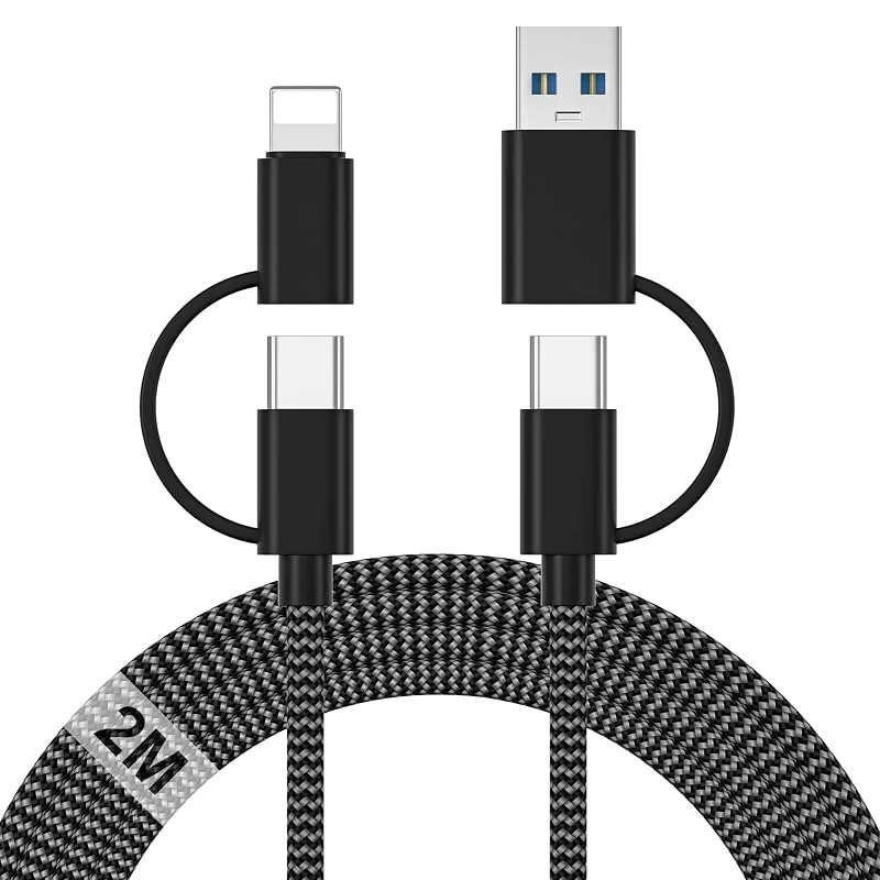 iPhone Multi 4 i 1 Kabel, 60W USB C Kabel Snabbladdning Typ C Kabel 2M — Mobil och surfplatta