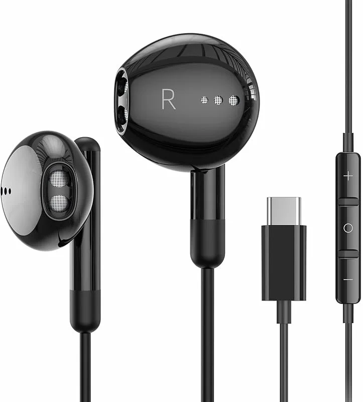USB C-hörlurar för iPhone 17 Air 16 15 Plus Pro Max iPad Pro in-ear hörlurar med kabel USB C, mikrofon, volymkontroll för Samsung S25 S24 S23 S22 S21 S20 A53 A54 Google Pixel 9 8 7 OnePlus Huawei — Hörlurar och ljud