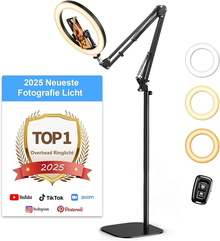 Evershop 10 tums ringljus med stativ, flexibelt LED-ljus med fjärrkontroll blixt för mobiltelefon, TikTok YouTube-innehållsskapare — Mobil och surfplatta