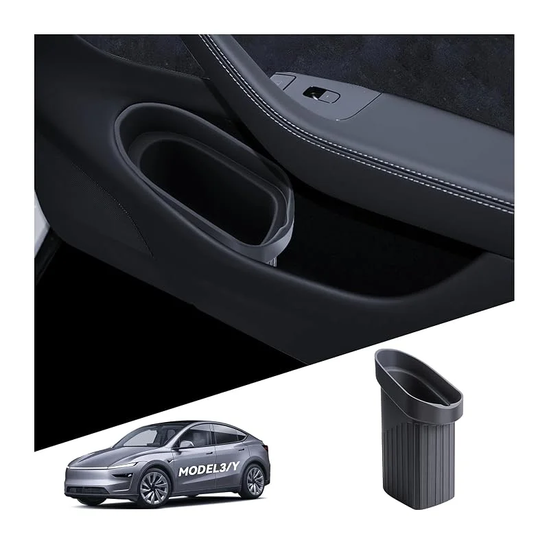 Bildörr Papperskorg för Tesla Modell 3, Y Interiör Papperskorg Sidoficka Förvaringsfack Mjuk Silikon Tesla Modell 3, Y 2016-2026 Highland Juniper Tillbehör (svart) — Mobil och surfplatta