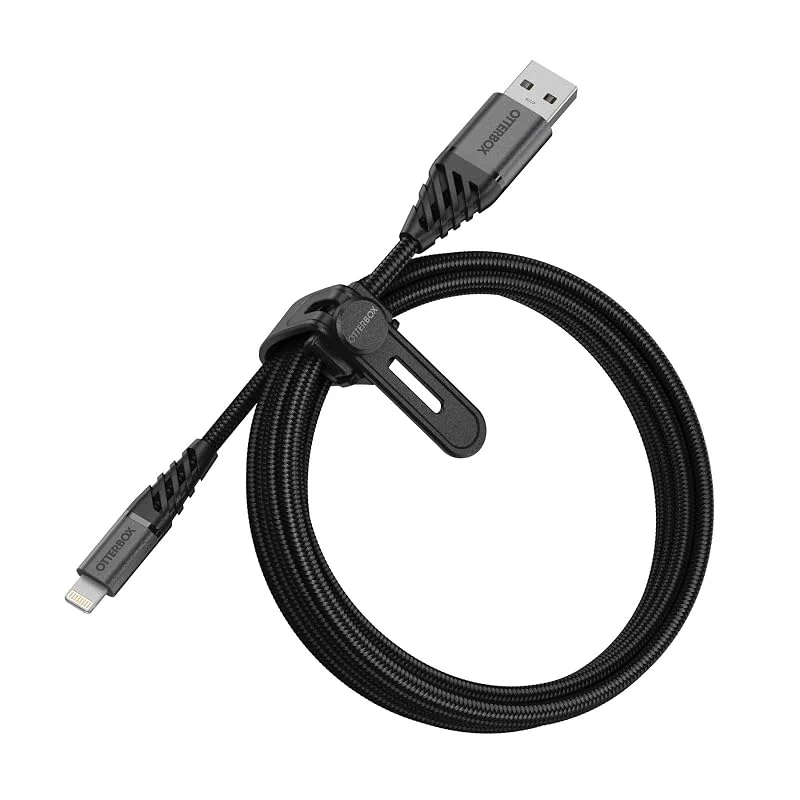 OtterBox Premium förstärkt och flätad USB-A till Lightning kabel, MFi-certifierad, laddkabel för iPhone och iPad, Ultra-tålig, böj- och flextestad, 2M, Svart — Mobil och surfplatta