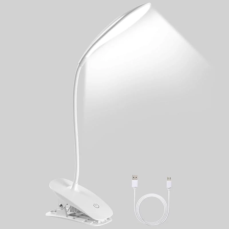 URAQT LED Skrivbordslampa, Dimbar Touch Läslampa med USB Laddningsport, Sänglampa, Bokljus som kan justera vinkeln godtyckligt, Lämplig för Studier, Sovrum, Kontor Bärbara Skrivbordslampor — Hushållselektronik