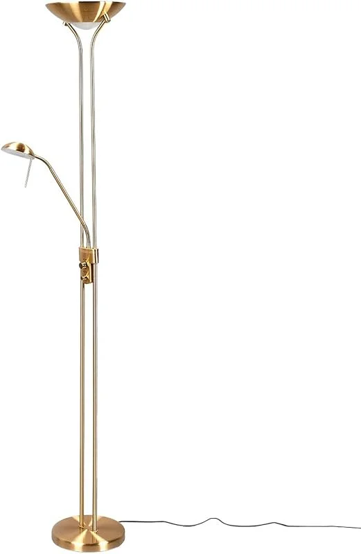 Lindby LED LED-golvlampa 'Josefin' i Guld av metaller för vardagsrum, matsal (2 lamor, glödlampor ingår) - Vardagsrumlampa, golvlampa — Smart belysning