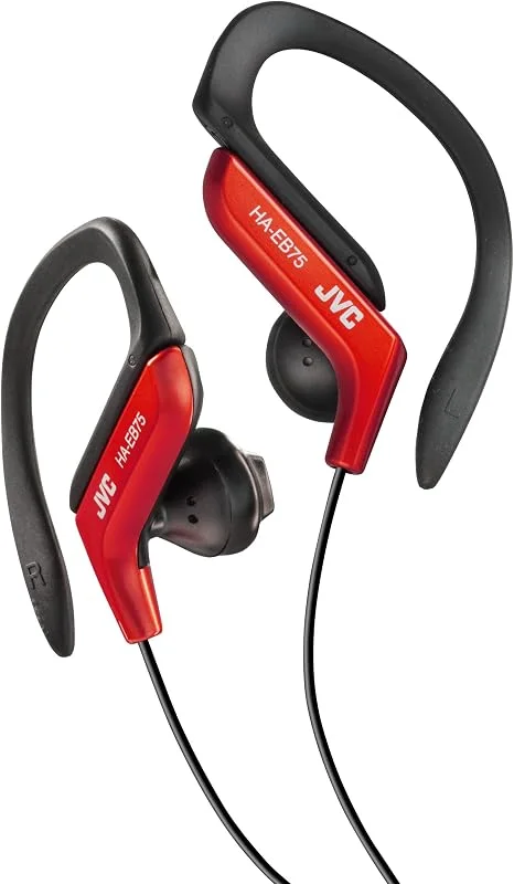 JVC HA-EB75-RN-U sporthörlurar med justerbar krok. 5-lägesjustering, stänkskydd, kraftfullt ljud med bas, 1, 2 m kompatibel med smartphone, röd — Hörlurar och ljud