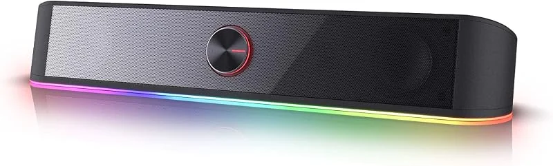 Redragon GS560 Adiemus RGB skrivbordsljudbar, 2.0 kanaler datorhögtalare med dynamisk ljusstång ljud-ljussynkronisering, skärm, pekkontroll bakgrundsbelyst med volymvred, USB-driven med 3, 5 mm kabel — TV och streaming