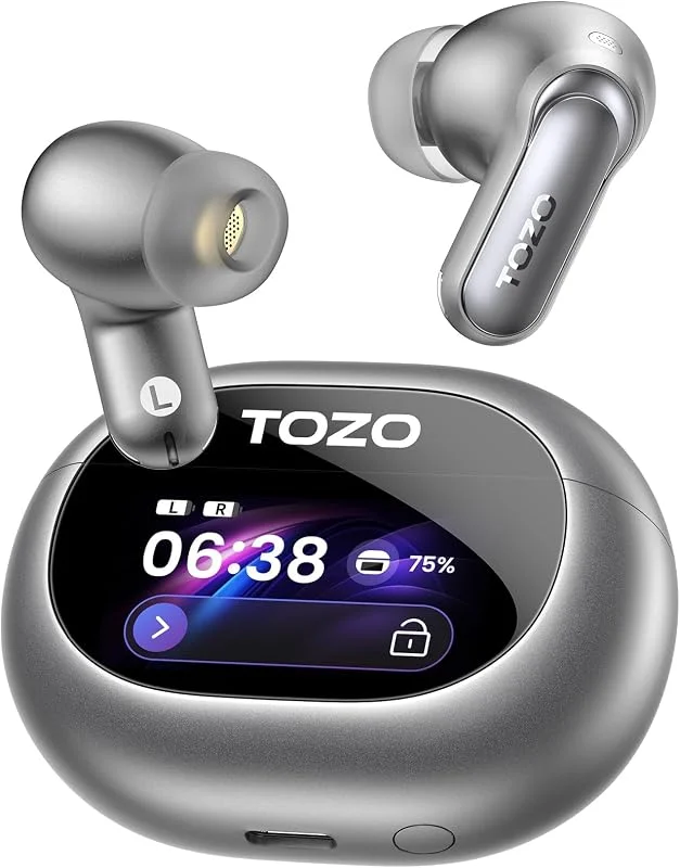 TOZO T9 Äkta trådlösa öronsnäckor, brusreducering 4 mikrofoner hörlurar Bluetooth 5.3 hörlurar djup bas med lätt vikt trådlöst laddningsfodral IPX7 vattentätt inbyggt mikrofonheadset Svart — Hörlurar och ljud