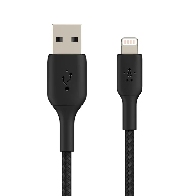 Belkin Boost Charge Flätad Lightning, USB-Kabel, Svart, 15 cm — Mobil och surfplatta