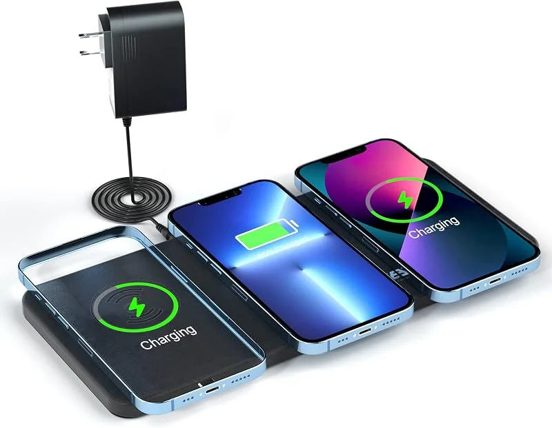 Trådlös laddare, JE Make IT Simple trippel ultratunn certifierad Qi 3 induktionsladdare för trådlös laddare iphone 13, 13 Pro, 13 Mini, 13 Pro Max, SE 2022, XR, Galaxy S22-serien — Mobil och surfplatta
