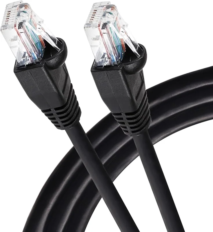 Maplin Ethernet-kabel 50 m svart CAT6 Gigabit LAN UTP nätverkskabel RJ45 hög hastighet 10 Gbps kompatibel med laptop, PC, CCTV, PS4, 5, Xbox, Switch, modem, roouter, smart TV, skrivare, Sky Box — Laddning och kablar