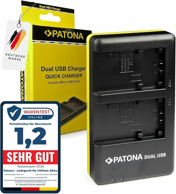 PATONA Dual Laddare för Sony NP-FH100, FH70, FH0, FH50, FH40, FH30 kamerabatteri — Laddning och kablar