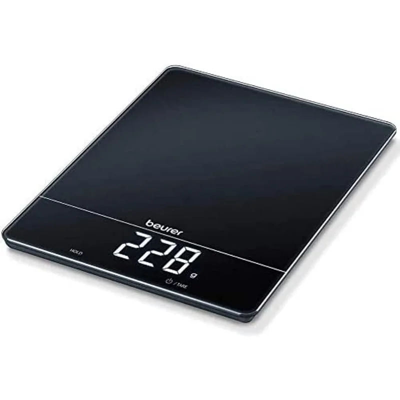 Beurer KS 34 köksvåg, för exakt vägning upp till 15 kg, med taravågsfunktion och Magic LED-display, svart — Kök & Hushåll