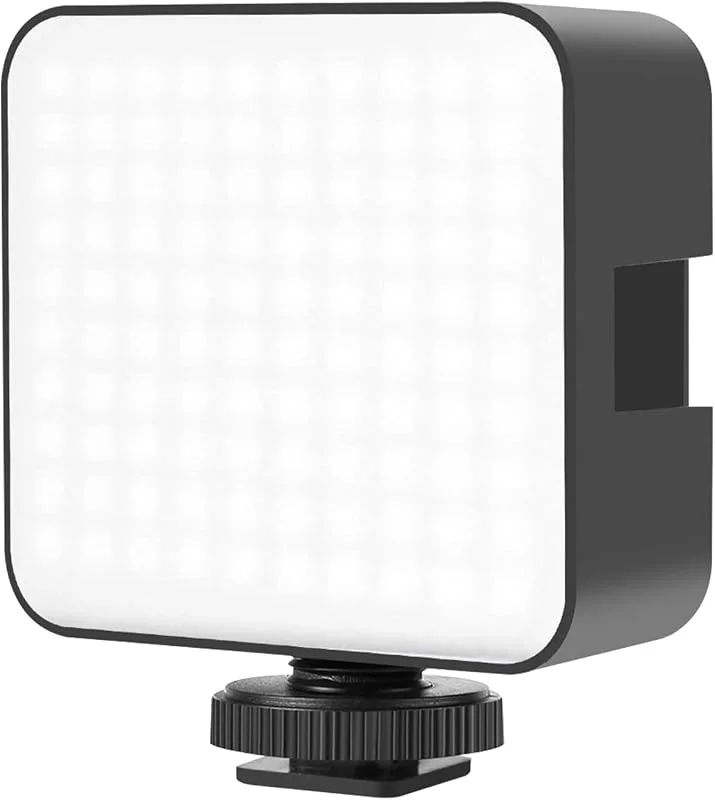 Denash Färgtemperaturjusterbar LED-videolampa med Kallskofäste, 100 St Pärlor, för DSLR-kamera, Stativ, Selfiestick, AA-batteridriven, port — Mobil och surfplatta