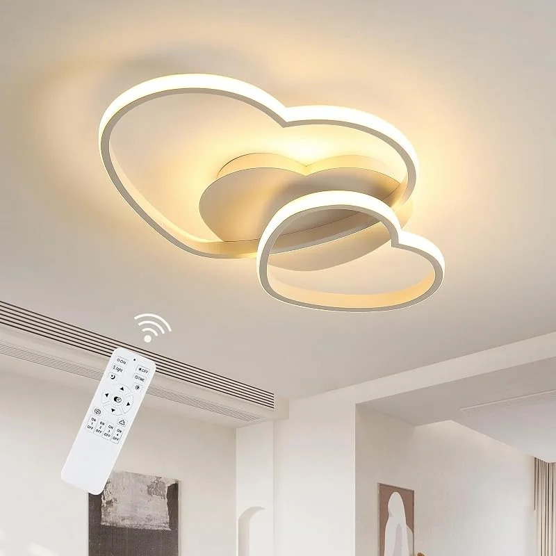 Riserva 64 W LED-taklampa dimbar, taklampa med tre hjärtan modern med fjärrkontroll, app, takbelysning akryl för vardagsrum sovrum barnrum, vit, 3000–6500 K, 50 cm — Smart belysning