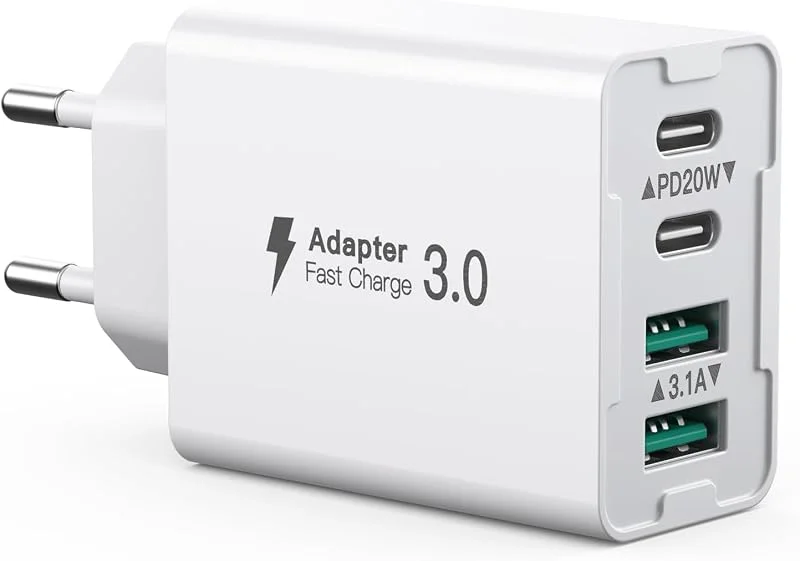 USB C Laddare, 40 W 4 Port USB C Laddare Block, Snabbladdningsblock Dubbel — Mobil och surfplatta