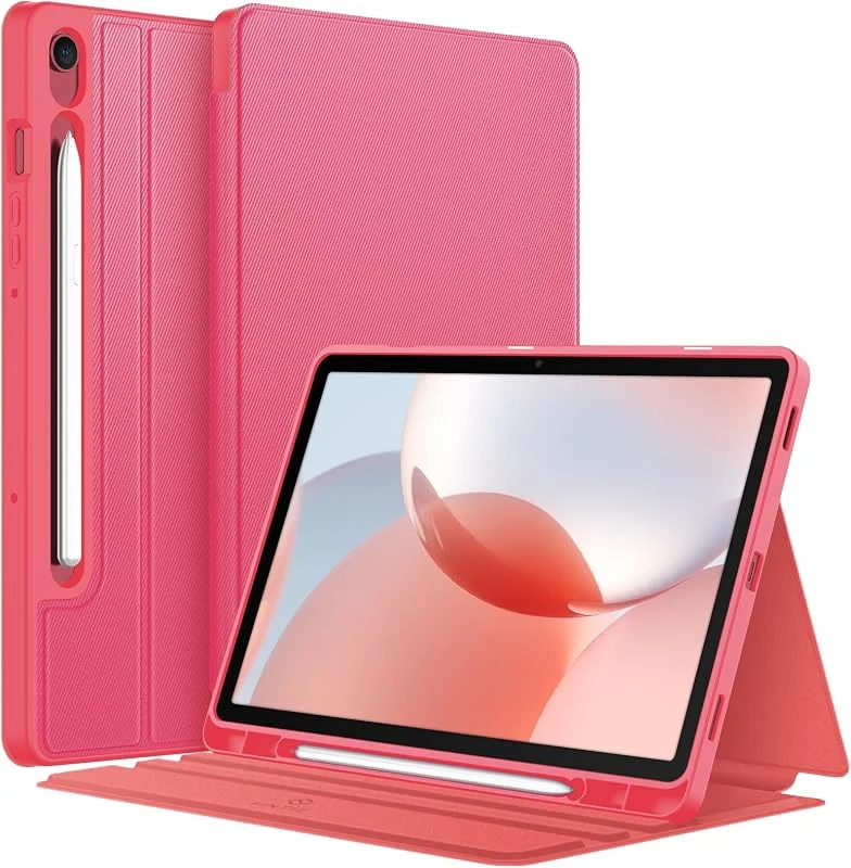 FINTIE Fodral för Samsung Galaxy Tab S10 Lite 2025 10, 9 tum, S10 FE 10, 9 tum, S9 FE 10, 9 tum, S9 11 tum med S Pen-pennhållare, flervinkel tunt skyddande fodral med mjuk TPU-baksida, (Rosa) — Mobil och surfplatta