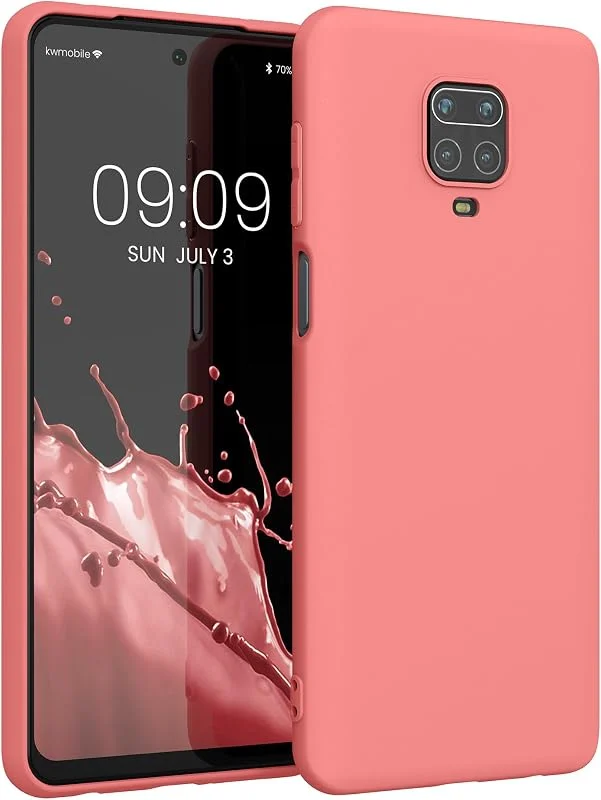 kwmobile Fodral till Xiaomi Redmi Note 9S, 9 Pro, 9 Pro Max fodral – mjukt skydd – stöttåligt TPU-material – trådlös laddning – pastell korall — Mobil och surfplatta