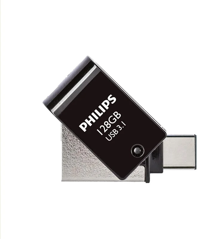 Philips 2-i-1 OTG Edition Ultra Speed USB-C, USB 3.1 dubbla USB-minnen 128 GB för PC, bärbar dator, (Android) smartphone, surfplatta, Ultra Small, läshastighet upp till 180 MB, s — Datortillbehör
