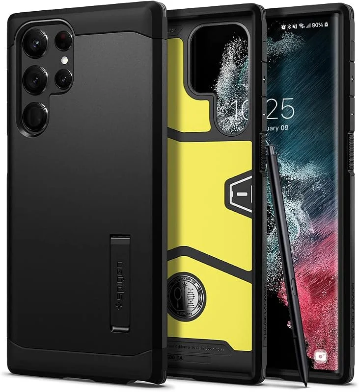 Spigen Tough Armor Case Kompatibel med Samsung Galaxy S22 Ultra Fodral Skal -Black — Mobil och surfplatta