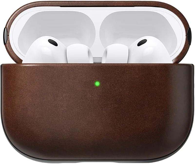 NOMAD Modernt läderfodral, Airpods Pro 3, Rustic Brown Horween — Mobil och surfplatta