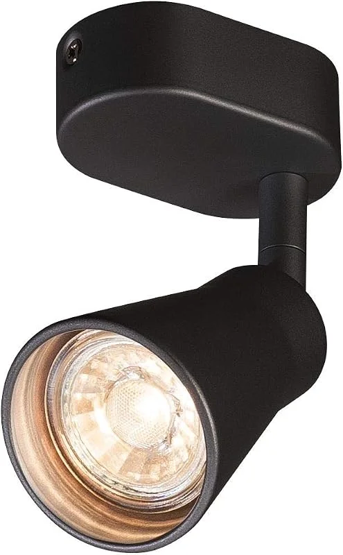 SLV Vägg- och takmonterad lampa AVO CW enkel, tak- och väggbelysning inuti, bygglampa, väggbygglampa, takstrålkastare, GU10 50, 0 W svart, 1000886 — Smart belysning