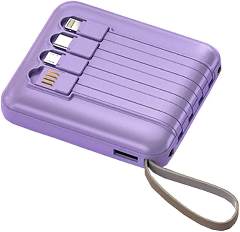 Bärbar Laddare Power Bank 20000mAh Display Power Bank, Snabb Laddning, Snabb Laddning För Mobiltelefon Power Bank, 4 Mobila Strömkablar (Lila) — Mobil och surfplatta
