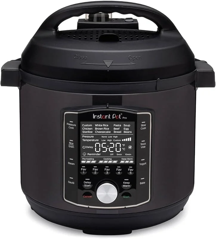 Instant Pot Pro 6, 10-i-1 elektrisk tryckkokare med multifunktion - tryckkokare, snabbkokare, riskokare, ångkokare, sterilisator, yoghurtberedare, Sous-Vide - svart rostfritt stål - 1200W, 5, 7L — Kök & Hushåll