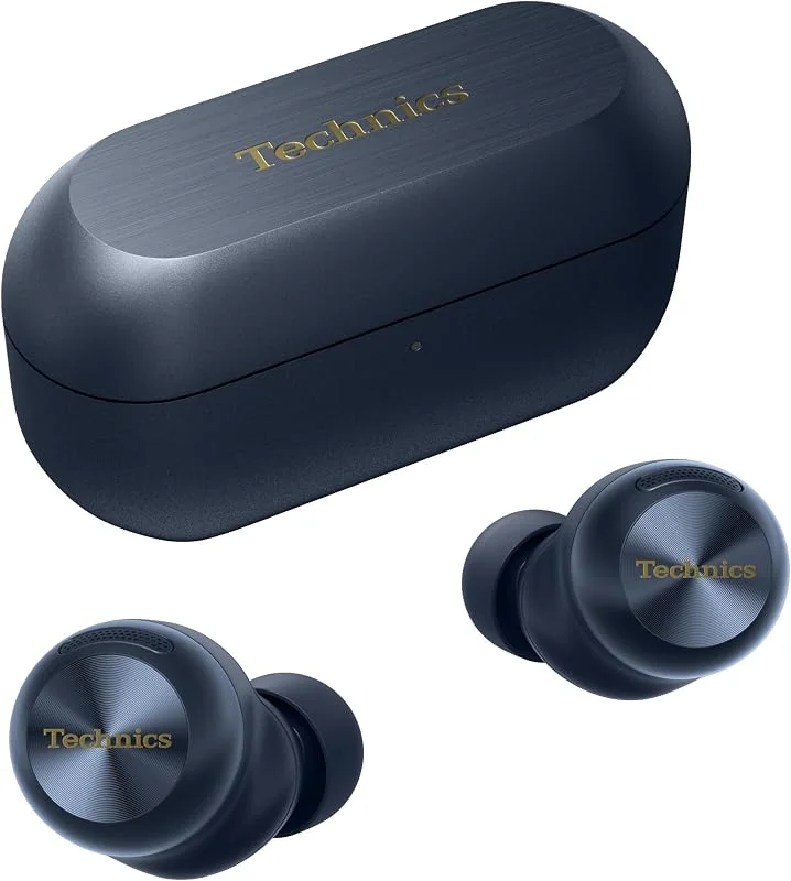 Technics EAH-AZ100E-A Trådlösa hörlurar med brusreducering, Multipoint Bluetooth, Voice Focus AI, bekväma in-ear hörlurar, Blå — Hörlurar och ljud