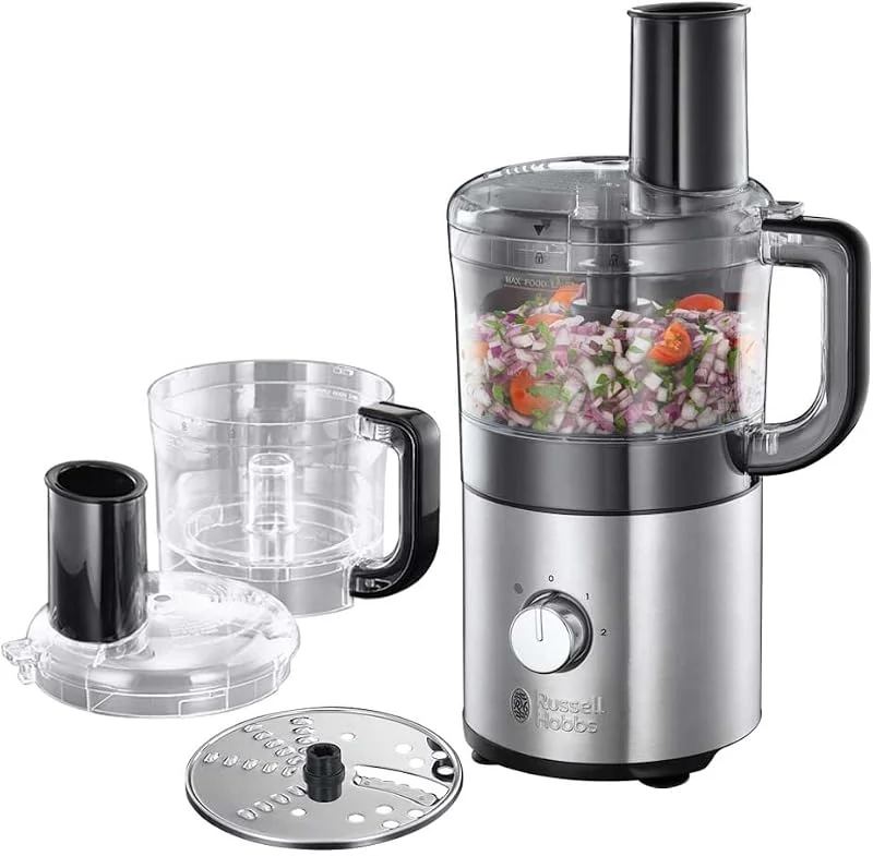Russell Hobbs matberedare, 1.2l kapacitet, 500W, 2 hastigheter och pulsfunktion, knivblad i rostfritt stål, tål diskmaskin, perfekt för det mindre hushållet, Compact Home 25280-56 — Kök & Hushåll