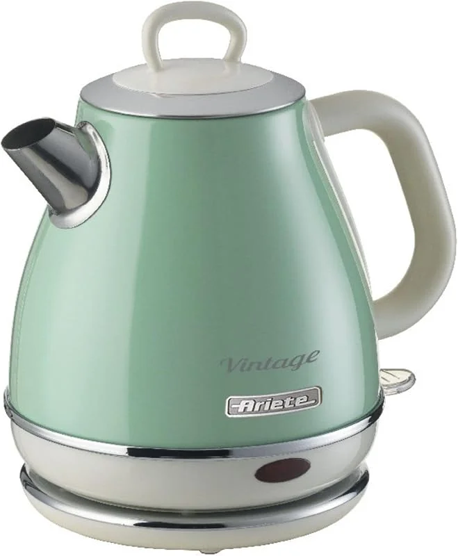 Ariete Vintage 2868 1 l rostfritt stål design elektrisk vattenkokare för infusioner, te och örtteer, automatiskt avstängningssystem, ergonomiskt handtag, 1 liter, 1600 W, grön — Kök & Hushåll