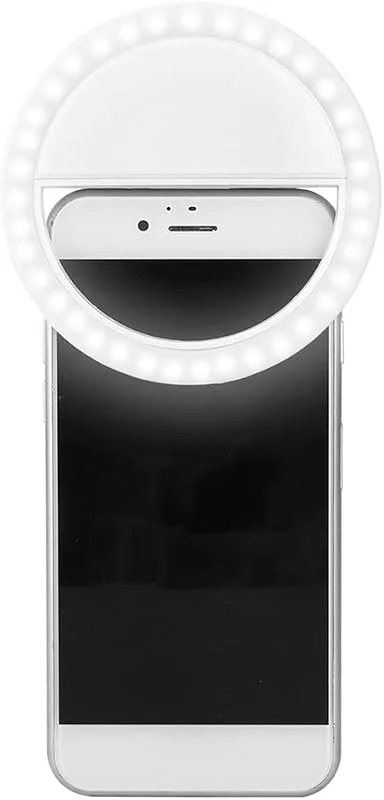 VBESTLIFE Selfie-ljusring, LED mini bärbar O-ringlampa 3 ljusstyrkenivåer lysande cirkel lampklämma för mobiltelefon nattlampa (vit) — Mobil och surfplatta