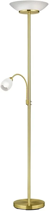 Reality Leuchten Golvlampa Gerry R40063108, metall mässing matt, glas, vit, exkl. 2 x E27 & 1 x E14 — Smart belysning