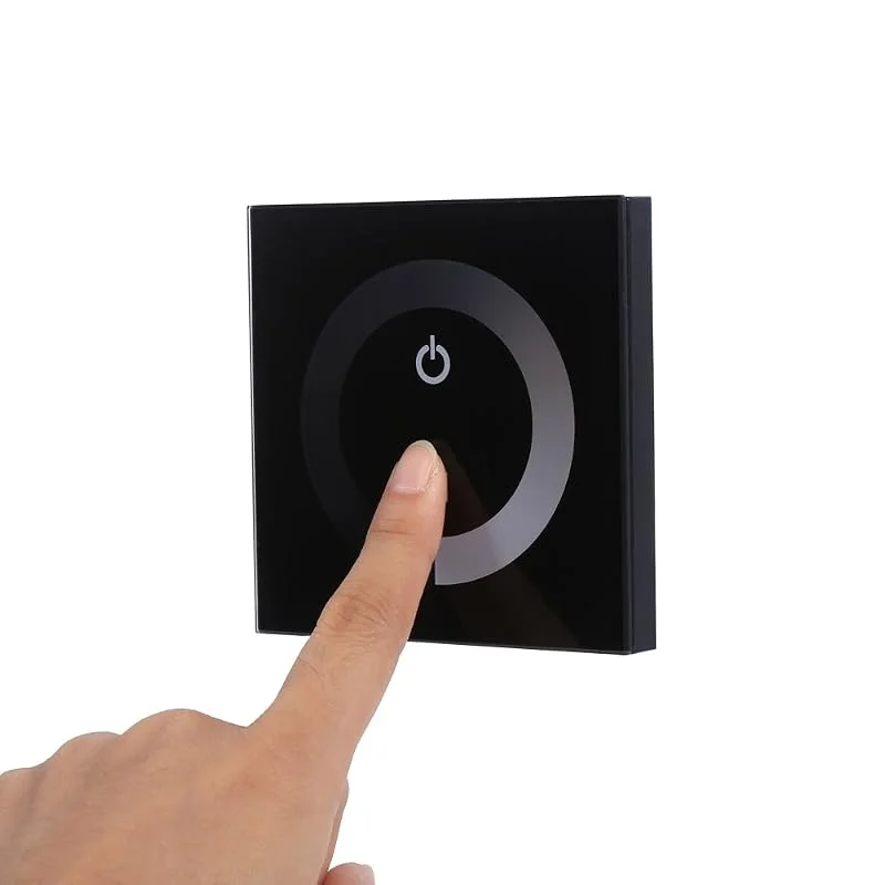 Enfärgad Touch Panel Dimmer Väggbrytare Styrenhet LED-ljusremsa DC 12V-24V Svart(Svart) — Smarta hem