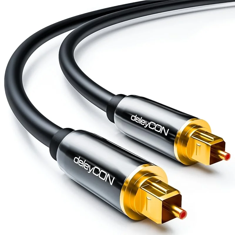 deleyCON 10m Optisk Digital Audio Kabel - S, PDIF - 2x Toslink Kontakter - LWL Fiberoptisk Kabel Metallkontakter 5mm Flexibel - Svart — TV och streaming