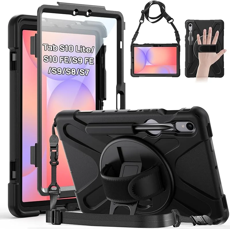 Gerutek fodral för Samsung Galaxy Tab S10 Lite med skärmskydd, svart — Mobil och surfplatta