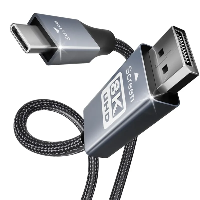 BENFEI USB-C to DisplayPort 1.8m Cable (8K@60Hz 4K@144Hz), USB Type-C to DisplayPort Cable [Thunderbolt 3, 4, 5 Compatible] with, MacBook Pro, Air 2023, iPad Pro, iMac, S23, XPS — Laddning och kablar
