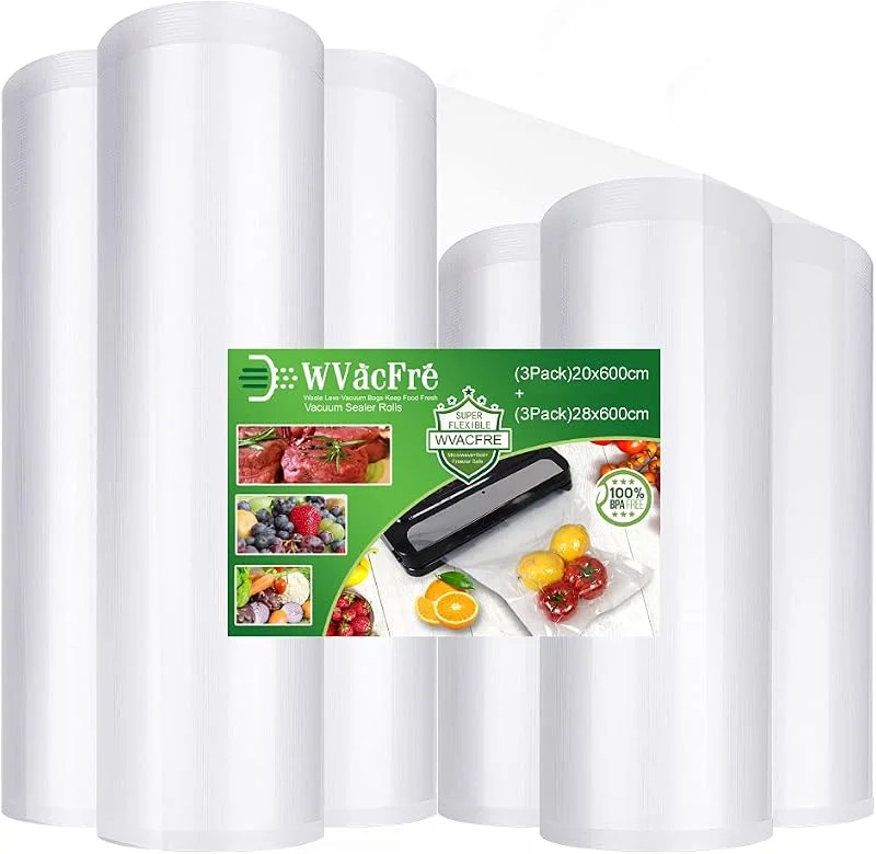 8Rullar 20X600cm(4st) och 28X600cm(4st) vakuumpåsar i rullar, utformade för sous vide-matlagning och matförvaring, BPA-fria — Kök & Hushåll