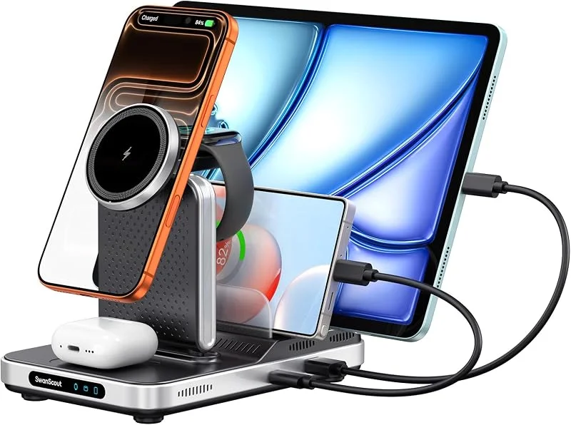 5 i 1 Trådlös Laddare för i-Phone Duo, 18 Pro Max, iWatch Ultra 4, 12 — Mobil och surfplatta