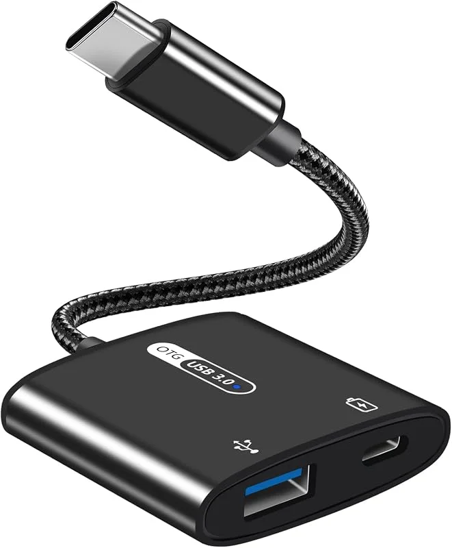 Azddur USB C OTG-adapter med ström, 2-i-1 USB C till USB med 60 W PD-laddning, kompatibel med iPad Pro, Dell XPS, Galaxy S21, S20+, Note10, Google Pixel 5, 4XL, Chromecast med Google TV — TV och streaming