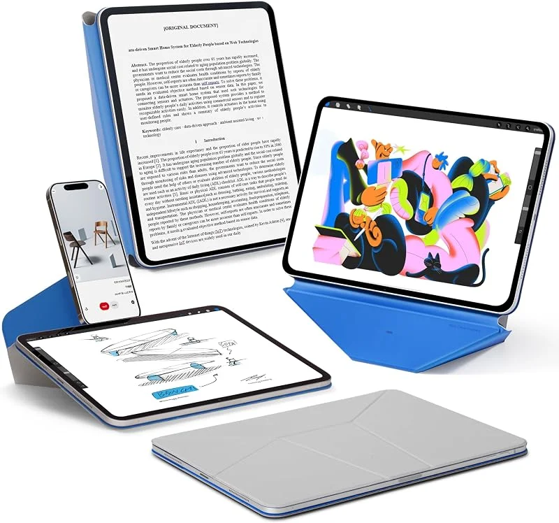 MOFT Dynamic Folio fodral för iPad Pro 11 tum 2024 5:e generationen (M4), magnetiskt stativfodral med 20 + betraktningsvinklar, automatisk uppvakning, sömn, ultratunn, cement x safir — Mobil och surfplatta