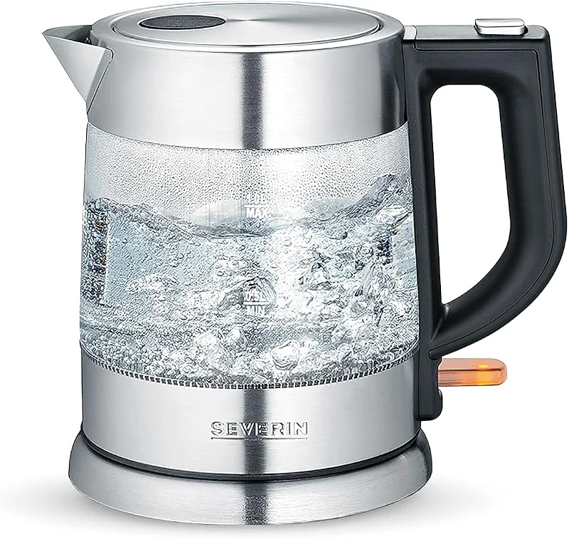 Severin WK3468 Wasserkocher Glas, edelstahl-gebürstet, schwarz — Kök & Hushåll