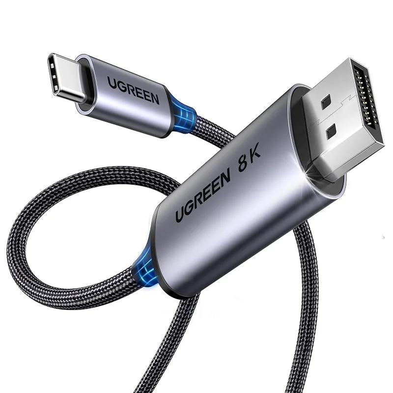 UGREEN USB C till DisplayPort Kabel, DP 1.4, 8K 60Hz, Dubbelriktad, 2M — Mobil och surfplatta