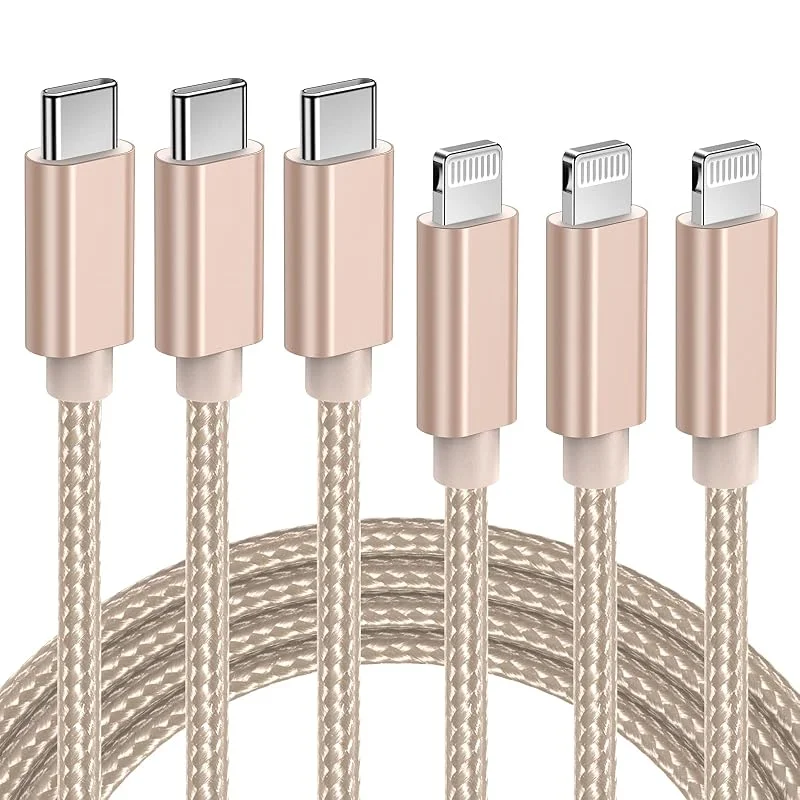 Quntis 3Pack 2m Nylon USB-C till Lightning Snabbladdningskabel MFi — Mobil och surfplatta