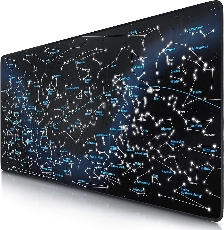 CSL – XXL musmatta gaming 900 x 400 mm – XXL musmatta stor – bordsunderlägg stor storlek – förbättrar precision och hastighet – även för Roccat Razer Logitech-mus och tangentbord – stjärntecken — Datortillbehör