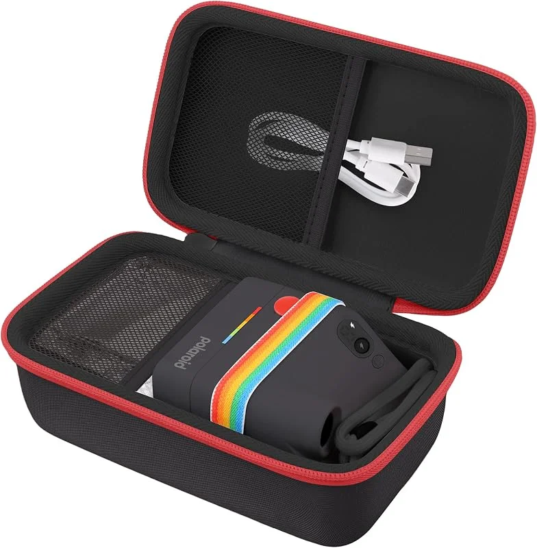 Khanka hårt kamerafodral för Polaroid 9035 Polaroid Go Instant Camera, nätficka för fotopapper och tillbehör. (svart, endast fodral) — Portabel digital och ljud