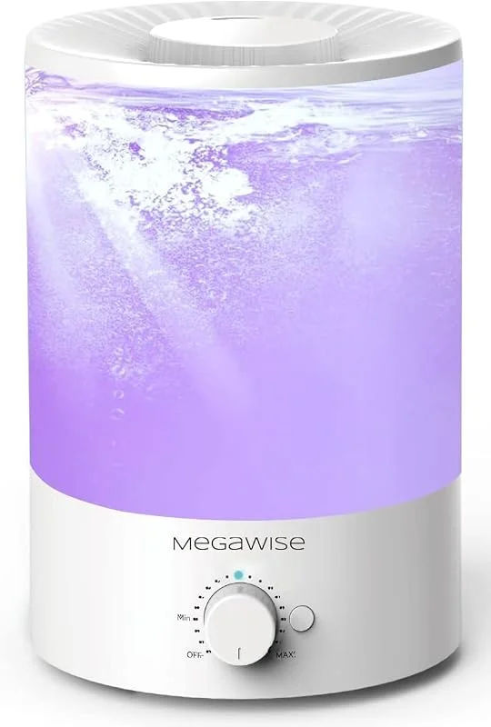 MegaWise Cool Mist Luftfuktare för baby, sovrum, dagis, hem och kontor, supertyst ultraljudsspray, stor topprefill, 3, 5 l — Hushållselektronik