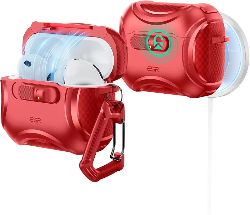 ESR Fodral för AirPods Pro 3, kompatibelt med MagSafe, enkel öppning, röd — Mobil och surfplatta
